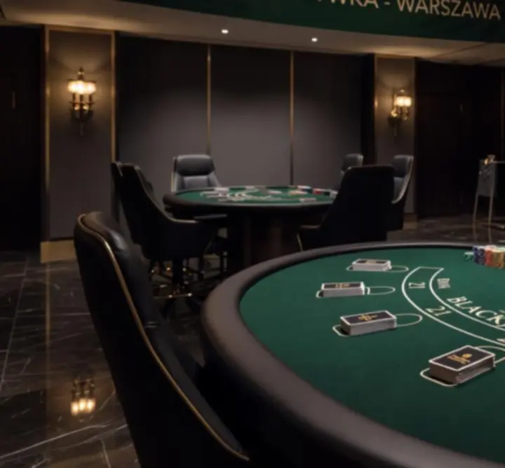 Tematyczna scenografia kasynowa z obszarem blackjacka